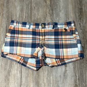 Abercrombie & Fitch stretch blue & orange pattern shorts Size 4. Great condition